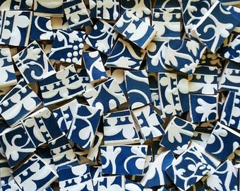 Mosaic Tiles-Filigree Blue-White 100 Tiles