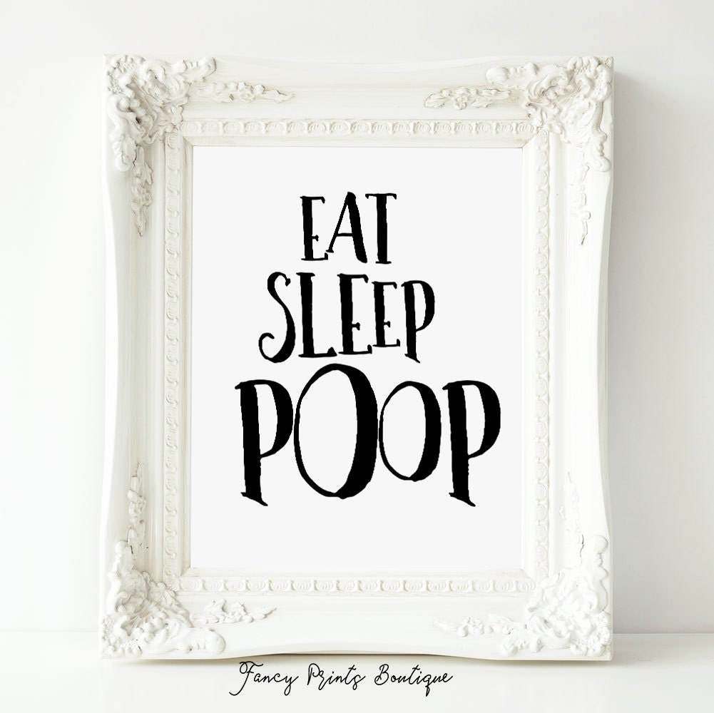 Funny Bathroom PrintEat Sleep Poop Minimal Quote PrintFunny