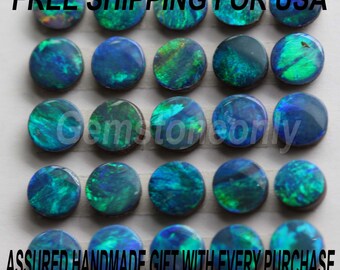 Natural Australian Boulder Opal Doublet Round Cabochon Calibrated Size 3mm to 6mm Multi Fire Color - Natural Doublet Loose Gemstone