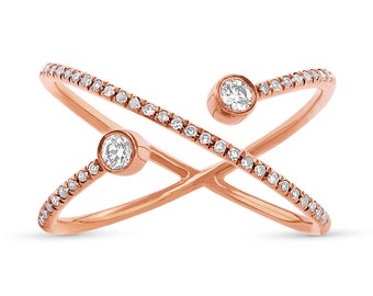 14k Gold .24ct Open X Ring 130-520