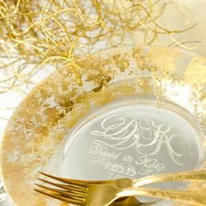 Table Setting From the Collection, Gold Wedding Forks and Plate, Personalized Gold Plates, Gold Wedding Forks, Gold Wedding Plate, Engraved