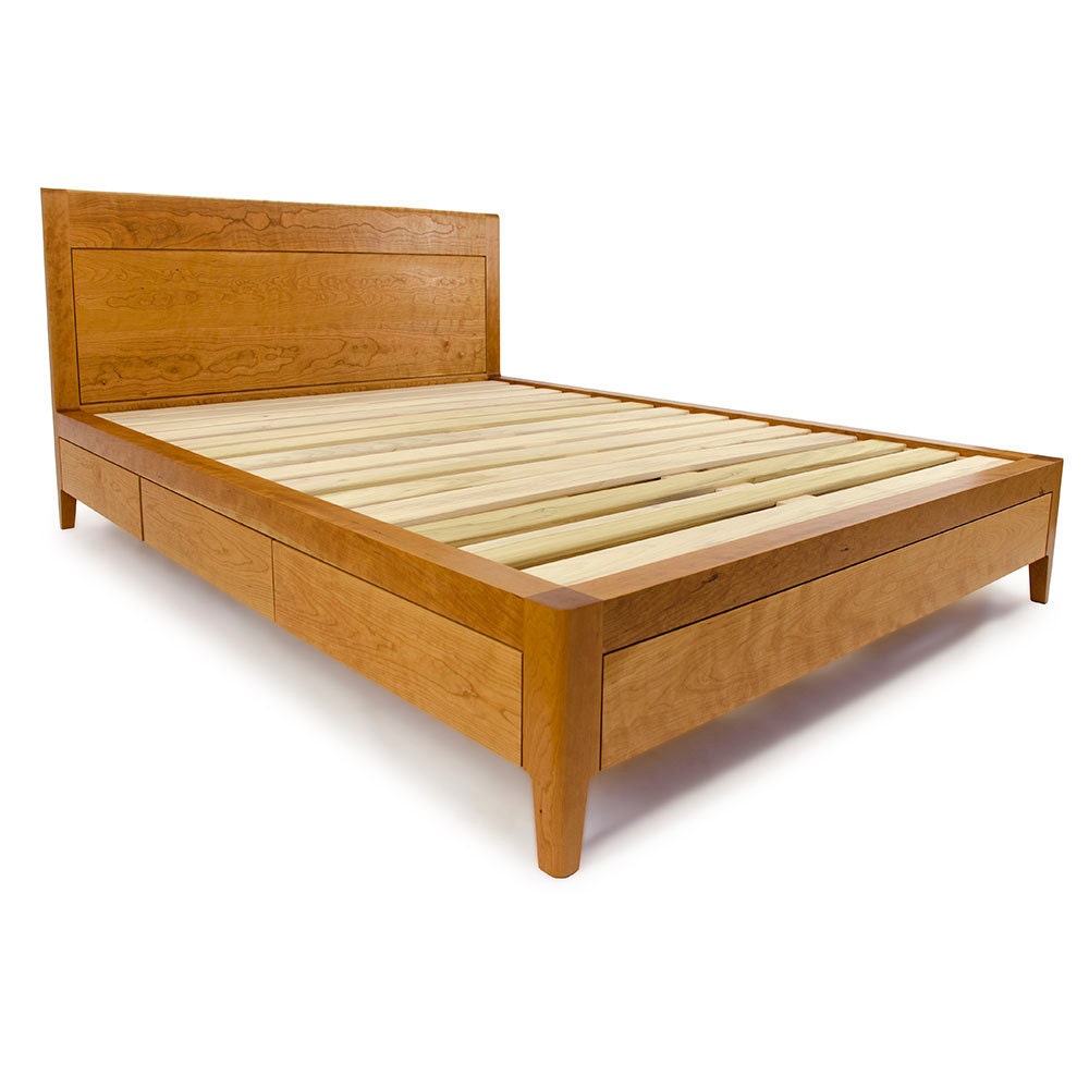 Cherry Storage Bed Platform Bed No. 2 Modern Wood Bed