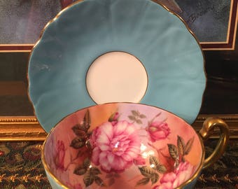 Aynsley Cabbage Rose tea cup and saucer