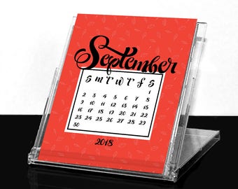 2018 Postcard Desk Calendar with Convertible Case Stand - (12) Twelve Month