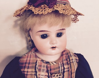 Antique German Bisque Ruth Doll with Leather Body