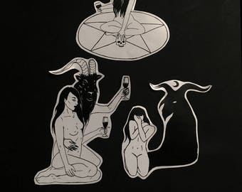 Witch Satan Baphomet Stickers / Black Phillip Goat VVitch / Occult Sticker Pack