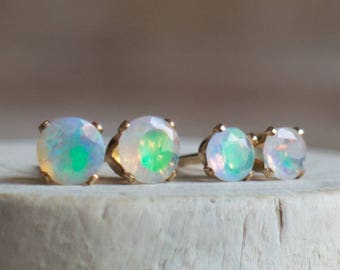 Opal Stud Earrings, Fire Opal Jewelry, Mom Gift for Her, Gemstone Earrings Studs, October Birthstone Jewelry, Fire Opal Ear Studs, Wife Gift
