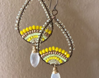 Yellow and white chalcedony hoops