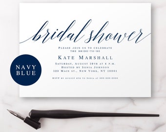 Bridal shower invitation navy Nautical bridal shower invitation Bridal shower invitation editable Bridal Invitation template Download #vm53