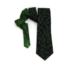 Binary tie, Binary and Circuit Boards tie, computer tie, mother board tie, green binary code, computer code tie, coding tie, programmer tie
