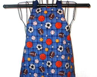 Childs Apron Ages 1-3 Sports Balls Reversible Adjustable Kids