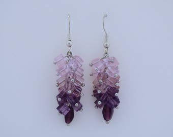 Ombre pink to purple earrings