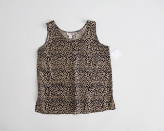 leopard silk tank top | 90s silk blouse | leopard print blouse