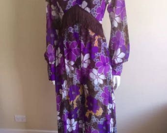 Original Vintage 70s Jumpsuit Pantsuit , Pinup Boho retro , pyscadelic , Flower Power