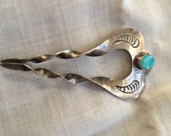 Sterling Silver Hair pin with turquoise stone
