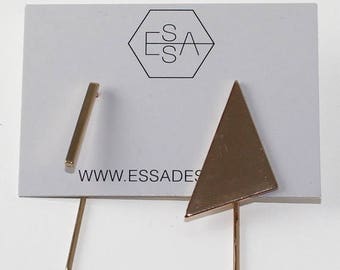 Essa Sale Triangle and stick earring gold, silver and black