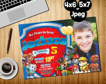 Paw Patrol Invitation, Paw Patrol Birthday Invitation, Paw Patrol Invitation Instant Download, Paw Patrol Invitation Boy, Printable