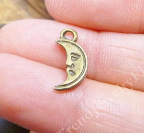 Bulk 25 Bronze Moon Charms Celestial Charms Tibetan