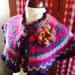 Cozy Capelet Upclycled Wool Sweater with Crocheted Ruffle and removable Floral Brooch
