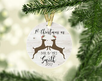 1st Christmas bauble, 1st Christmas as mr and mrs, deer ornament, Personalized ornament, Christmas ornament, just married, Christmas gift,