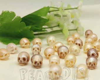 pearl diy freshwater natural pearl Handmake Carved skull sizes earring,necklace pendant,and bracelet accessories