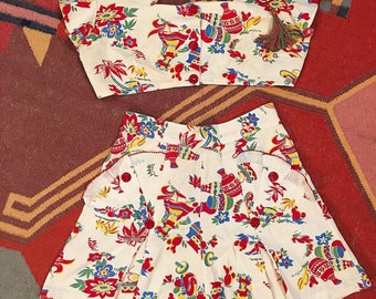 RESERVED Do Not Purchase 1950s Mexican Playsuit and skirt set