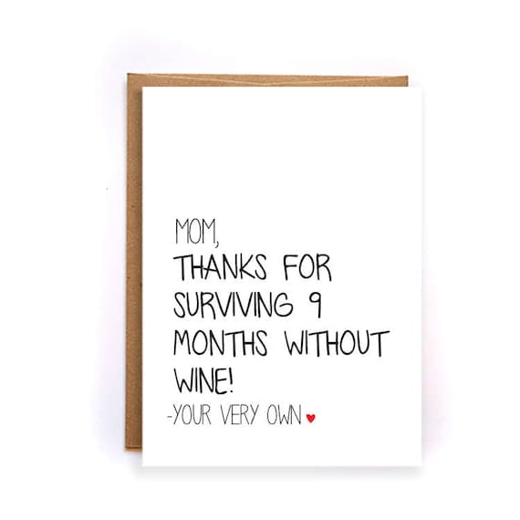 Items similar to Funny Thank you mom wine card, unique Mother's day ...
