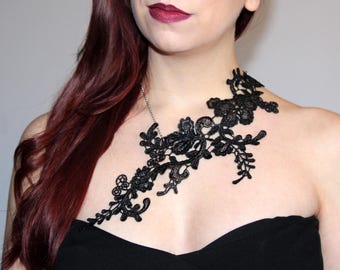 Black lace necklace Statement Necklace Lace Necklace Anniversary Gifts For Bride Gift For Her