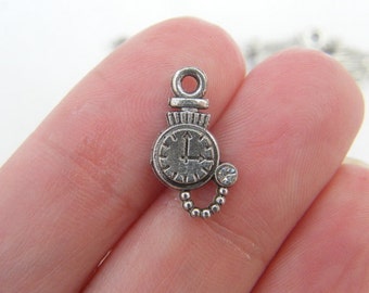12 Pocket watch charms antique silver tone P195