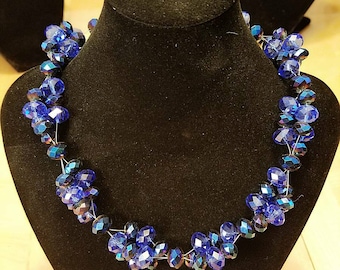 Majestic Blue crystal cluster necklace
