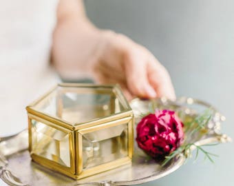 Wedding ring box, Ring bearer box, Geometric ring box, Geometric glass box, Ring pillow, Stained glass box, Wedding ring holder (JB14)