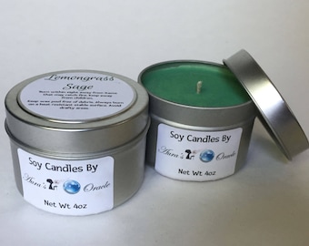 Lemongrass Sage 4oz Soy Wax Candle