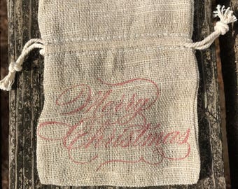 Merry Christmas Drawstring Gift Bag