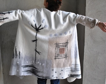 Felted jacket Felted clothes Felted apparel Designer coat Woolen wrap Eco fashion Felted coat Gift for her Unusual coat