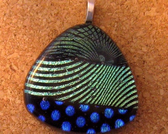 Green Dichroic Pendant - Fused Glass Jewelry - Glass Pendant - Glass Jewelry - Dichroic Jewelry - Dichroic Pendant