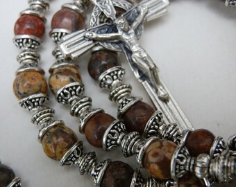 Celtic Crucifix Catholic Rosary beads, Miraculous Medal Rosary Beads, Men's Rosary prayer beads, Wedding gift, Boys Confirmation gift.,