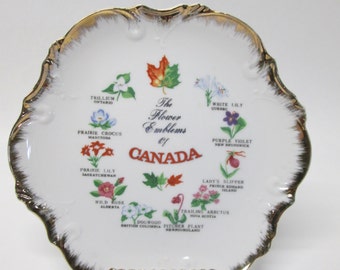 The Flower Emblems Of Canada Souvenir Plate 8 1/4" Diameter