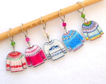 colorful sweater knitter stitch markers, snag free, colorful knitting accessory, fun gift for knitters