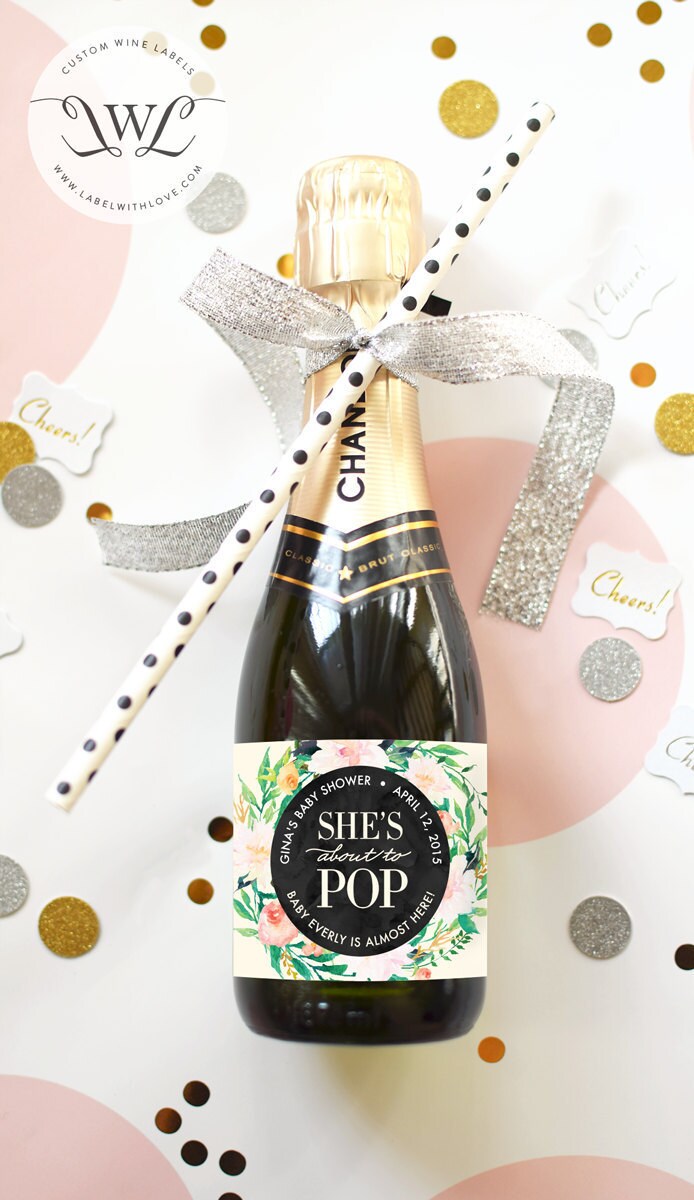 About to Pop Mini Champagne Labels Weatherproof Ready to Pop