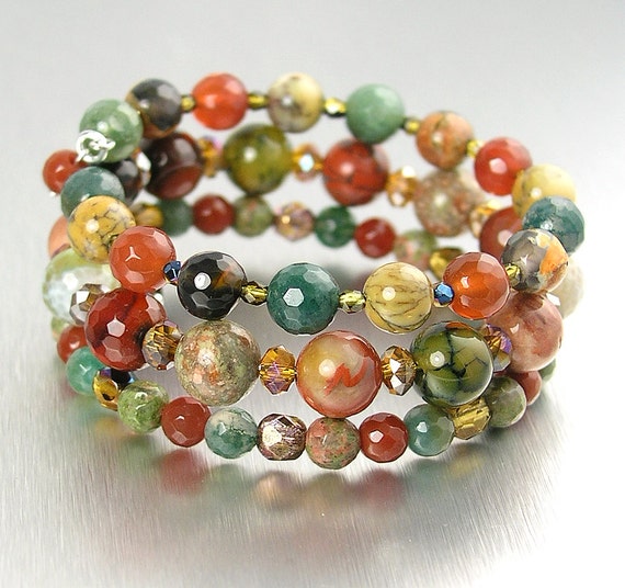 Colorful Gemstone Bracelet Beaded Autumn Bracelet Multi Color