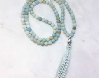 Sapana Mala - Amazonite Mala Beads - Buddhist Prayer Beads, 108 Mala Beads - meditations on the heart chakra, compassion, Product ID 1222