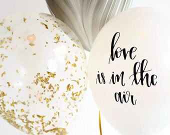 Balloon Trio | Black&White Marbled Balloon | Gold Confetti Balloon | love is in the air Balloon