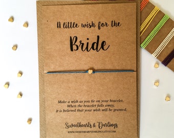 A little wish for the bride, bride gift, bride wish string bracelet, bachelorette party, bridal shower, hen party, something blue
