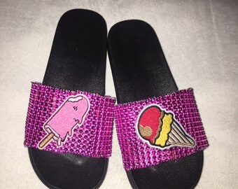 Pink Jeweled Slides