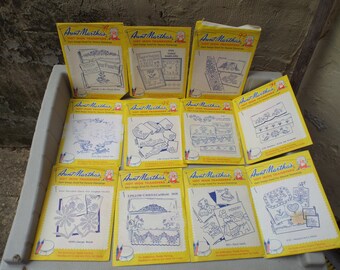 Let's do some Sewing!Big Lot 11 Aunt Martha's Iron-On Transfer Patterns Hot Iron Embroidery