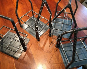 Industrial Welded Steel Rebar Beer Caddy with rebar bottle opener Mancave beer tote hipster craft beer brew