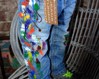 Splatter distress shorts Splatter jeans Jeans for Babies Toddlers Unique kids gifts Trendy kids clothing Paint splatter jeans Spray paint