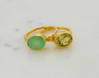 Gems Ring - Gemstone rings - Gemstone Ring - Stackable Ring - Gold Ring - Oval Ring - Gemstone Ring - Bridesmaid ring