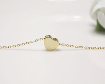 Golden tiny heart simple necklace