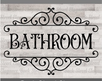 Vintage Bathroom SVG - Bathroom Door - SVG - Cut File - Silhouette - Cricut - Wood Sign - Vinyl Decal - Stencil Cut File - Bathroom Wall Art